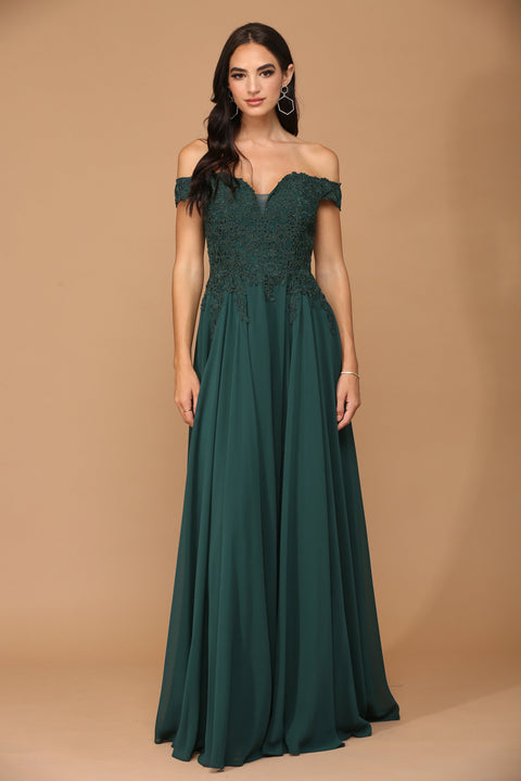 Off Shoulder Formal Chiffon Evening Prom Dress