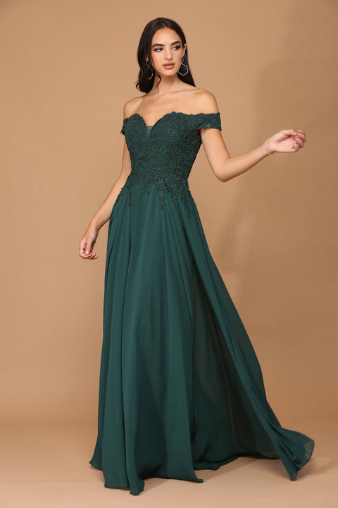 Off Shoulder Formal Chiffon Evening Prom Dress