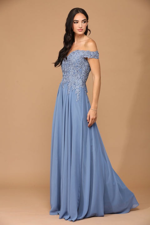 Off Shoulder Formal Chiffon Evening Prom Dress