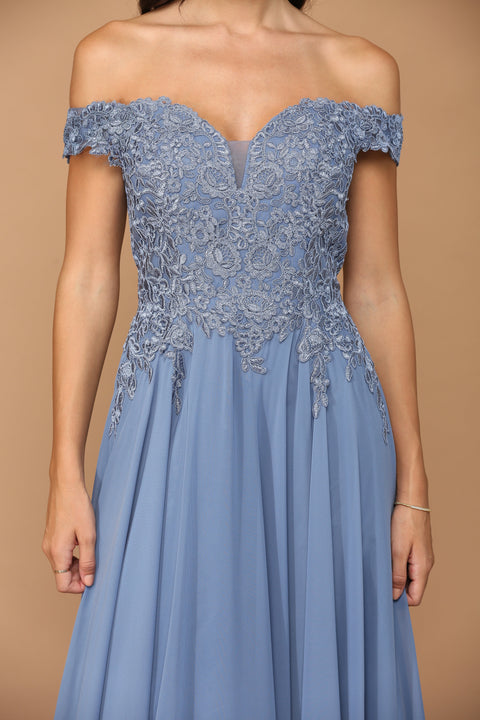 Off Shoulder Formal Chiffon Evening Prom Dress