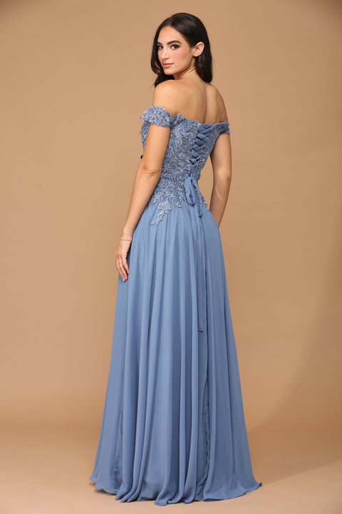 Off Shoulder Formal Chiffon Evening Prom Dress