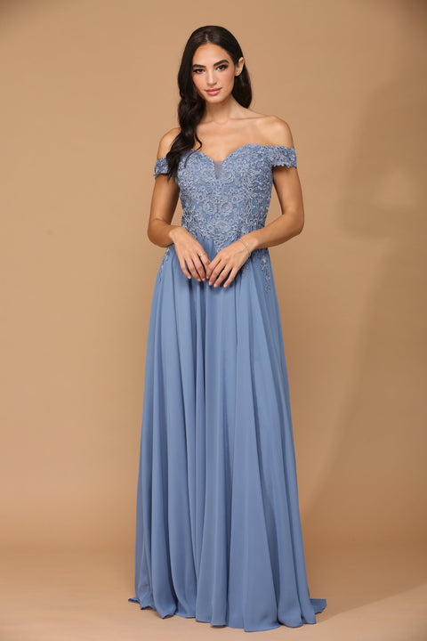 Off Shoulder Formal Chiffon Evening Prom Dress