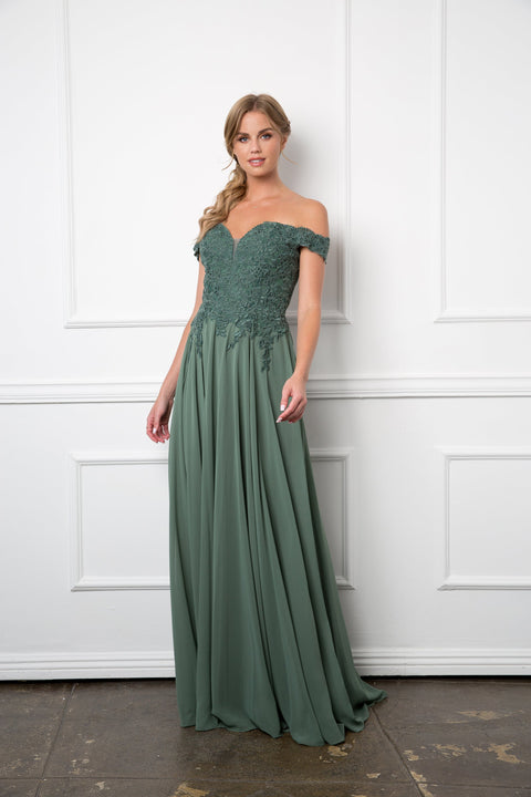 Off Shoulder Formal Chiffon Evening Prom Dress