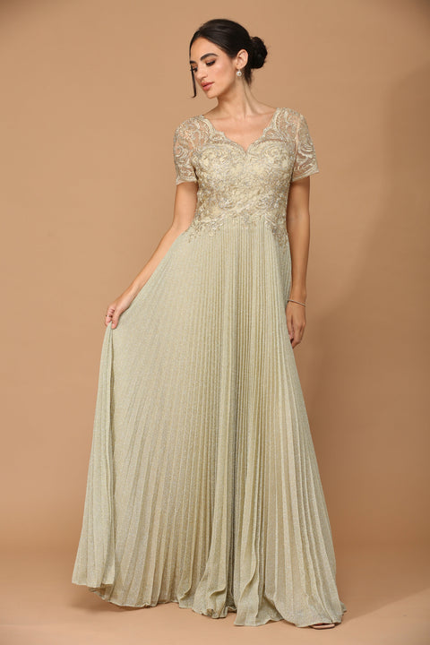 Mother of the Bride and Groom Long Formal Metallic Dress