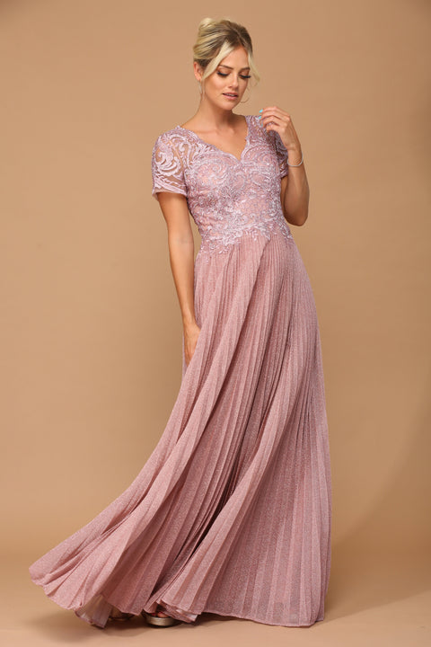 Mother of the Bride and Groom Long Formal Metallic Dress