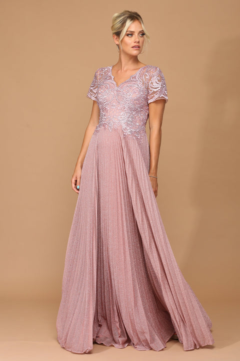 Mother of the Bride and Groom Long Formal Metallic Dress