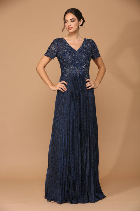 Mother of the Bride and Groom Long Formal Metallic Dress