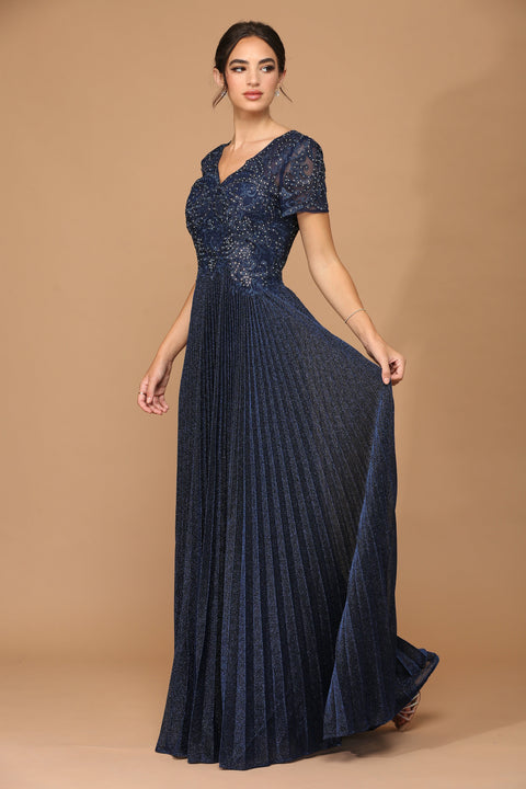 Mother of the Bride and Groom Long Formal Metallic Dress
