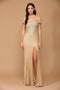 Formal Long Off Shoulder Metallic Prom Dress