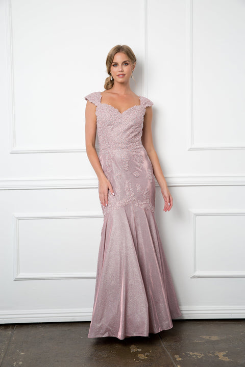 Long Metallic Mother of the Bride Evening Dress