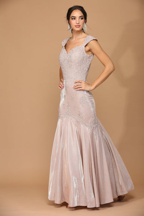 Long Metallic Mother of the Bride Evening Dress
