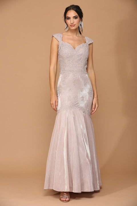 Long Metallic Mother of the Bride Evening Dress
