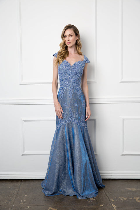 Long Metallic Mother of the Bride Evening Dress