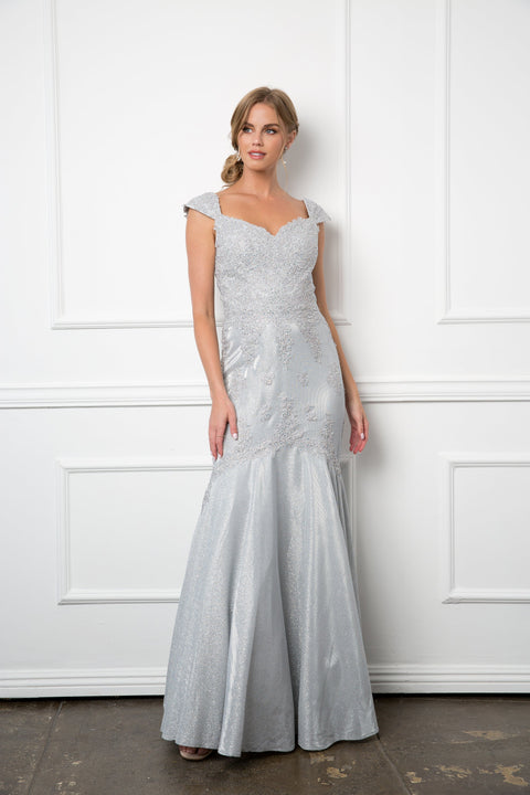 Long Metallic Mother of the Bride Evening Dress