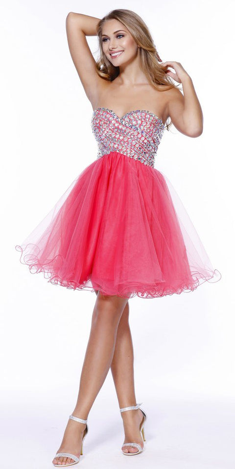 Short Cocktail Dress Sweetheart Beaded Top Lace Back Tulle Skirt_6010 by Nox Anabel