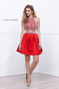 Racer Neck Jewel Embellished Bodice, Two Piece Short Dress_ 6053 By Nox Anabel