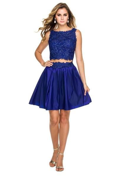 Two Piece Illusion Sweetheart Laced Top with Short Skirt_ 6054 By Nox Anabel