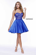 Strapless Beaded Lace Top Cocktail Short Dress 6056 by Nox Anabel