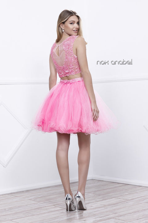 Two-Piece Laced Top Short Homecoming Dress_6057 by Nox Anabel