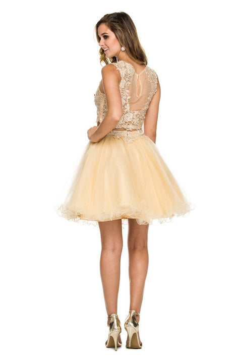 Two-Piece Laced Top Short Homecoming Dress_6057 by Nox Anabel