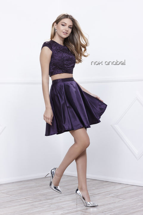 Two Piece Cap Sleeve Jewel Embellished Party Cocktail Dress 6216 By Anabel