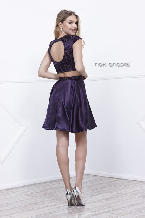 Two Piece Cap Sleeve Jewel Embellished Party Cocktail Dress 6216 By Anabel