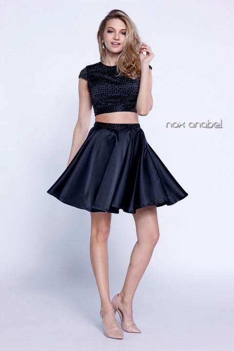 Two Piece Cap Sleeve Jewel Embellished Party Cocktail Dress 6216 By Anabel