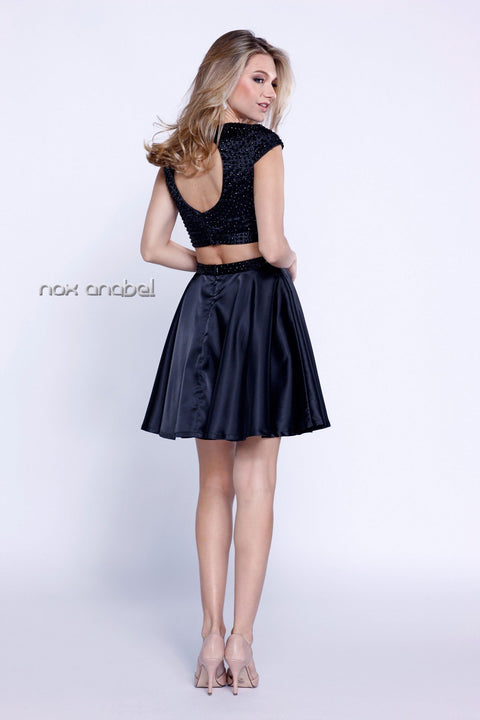 Two Piece Cap Sleeve Jewel Embellished Party Cocktail Dress 6216 By Anabel