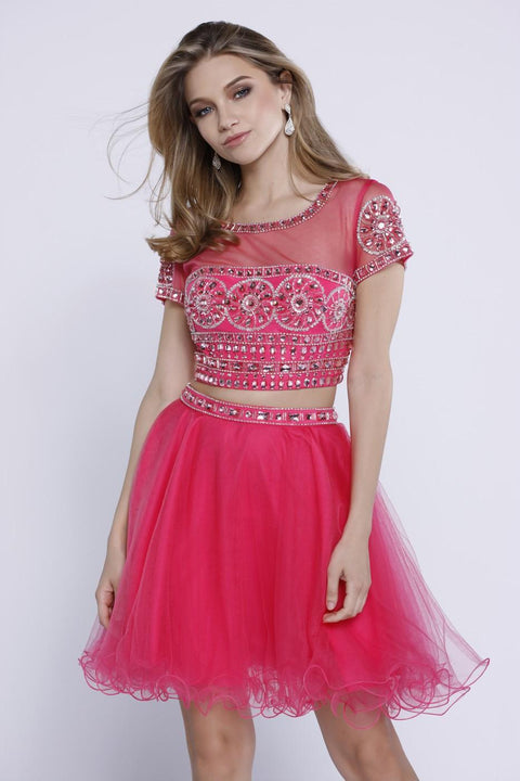 Party Short Two Piece Illusion Neckline Cocktail Dress 6229 By Nox Anabel