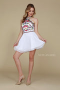 A-Line Chiffon Halter Top Embroidered with Short Skirt 6235 by Nox Anabel