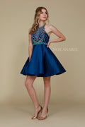 Bejeweled Illusion Halter Satin Short Dress_6251 by Nox Anabel