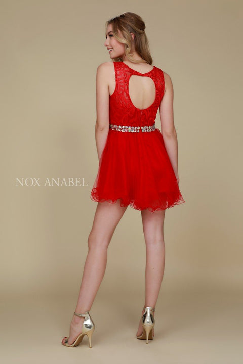 Embroidered Bodice Tonal Jewels at The Waist Tulle Short_6252 By Anabel