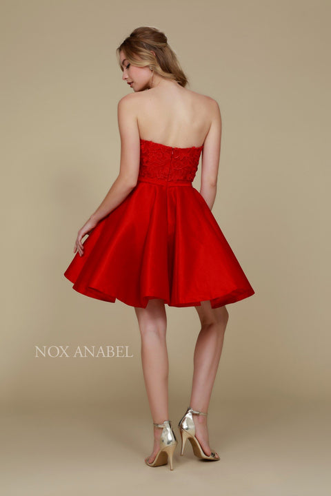 Floral Lace Strapless Sweetheart Short Home Coming Dress 6265 By Nox Anabel
