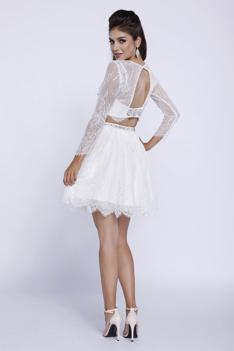 Two Piece Lace Long Sleeve Short Home Coming Dress 6268 By Nox Anabel