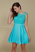 Jewel Illusion Neckline with Lace Embroidered Short Party Dress 6288 by Nox Anabel