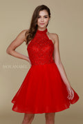 Beaded Embellished Illusion High Halter A-Line Prom Dress 6316 by Nox Anabel