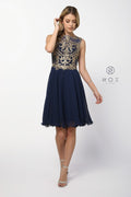 Illusion Gilded Lace Applique A-Line Short Skirt Prom Dress 6321 by Nox Anabel