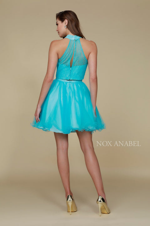 Party Cocktail Two-Piece Lace with Short Tulle Skirt 6354 by Nox Anabel