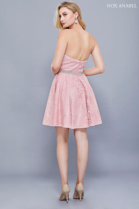 Embellished Waist Sweetheart Neckline Cocktail Damas Dress 6358 by Nox Anabel