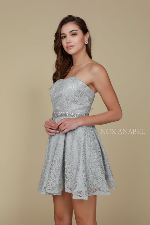 Embellished Waist Sweetheart Neckline Cocktail Damas Dress 6358 by Nox Anabel