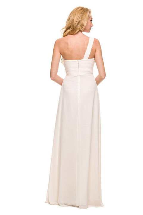 One Shoulder Ruched Bodice Long Prom Double Layer Gown 7125 by Nox Anabel