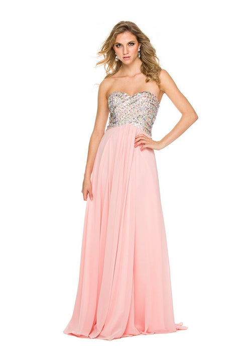 Sweetheart Beaded Top Lace Back Chiffon Dress 8121 by Nox Anabel