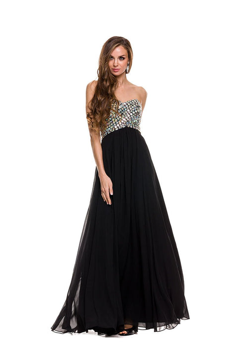 Sweetheart Beaded Top Lace Back Chiffon Dress 8121 by Nox Anabel