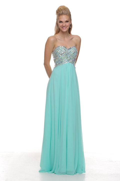 Sweetheart Beaded Top Lace Back Chiffon Dress 8121 by Nox Anabel