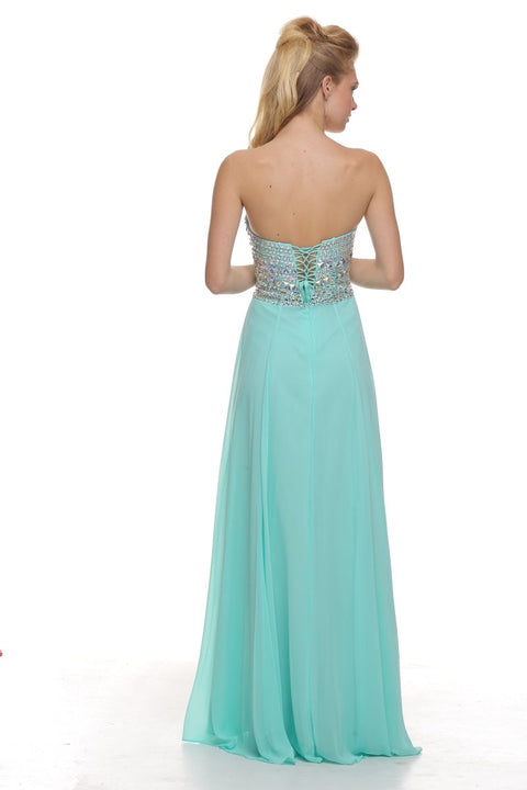 Sweetheart Beaded Top Lace Back Chiffon Dress 8121 by Nox Anabel