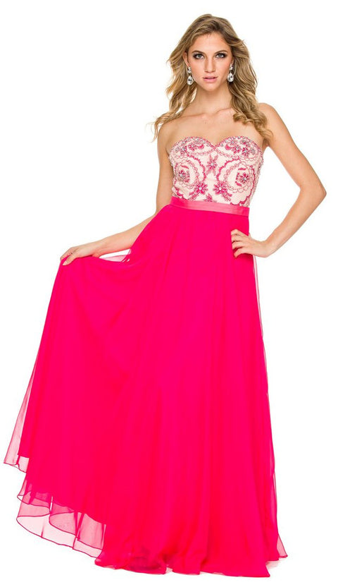 Top Adorned with Beads Strapless Prom Long Chiffon Dress 8146 By Nox Anabel