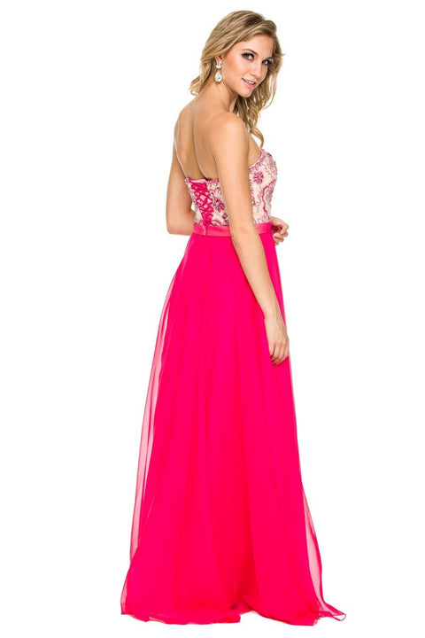 Top Adorned with Beads Strapless Prom Long Chiffon Dress 8146 By Nox Anabel