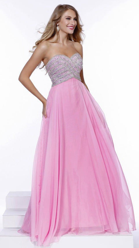 Beaded Strapless Top with Long Chiffon A-Line Gown_8147 by Nox Anabel