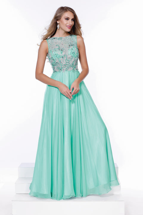 A-Line Fully Beaded Top with Long Prom Chiffon Dress 8158 by Nox Anabel – alternate view 4