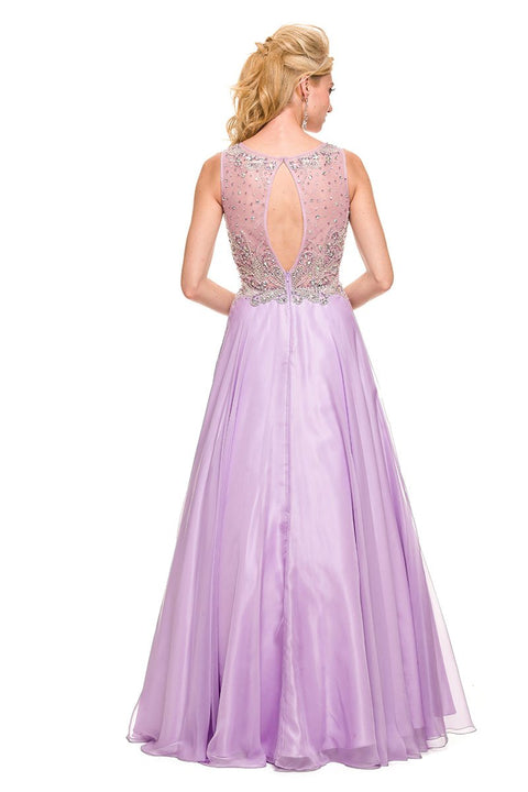 Lilac A-Line Fully Beaded Top with Long Prom Chiffon Dress 8158 by Nox Anabel – alternate view 2